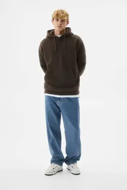 سوییشرت کلاهدار ساده رنگی برند Pull &amp; Bear کد 1696342453