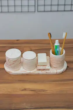 ظرف صابون جا پد پنبه ای ست سرویس بهداشتی سینی برند PAYATASARIM کد 1696105455