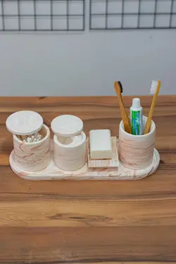 ظرف صابون جا پد پنبه ای ست سرویس بهداشتی سینی برند PAYATASARIM کد 1696105455