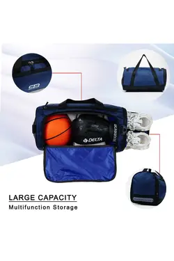 مسافرتی اسپرت کفش فیتنس قد متوسط چشمه‎دار سرمه ای کیف برند Solo Bag کد 1695967329
