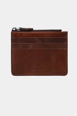 کیف پول محفظه ای سکه طرح کهنه شده 3603100% اصل قهوه جا کارتی مردانه زنانه زیپدار چرم برند Grande کد 1700255831