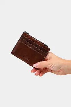کیف پول محفظه ای سکه طرح کهنه شده 3603100% اصل قهوه جا کارتی مردانه زنانه زیپدار چرم برند Grande کد 1700255831
