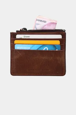 کیف پول محفظه ای سکه طرح کهنه شده 3603100% اصل قهوه جا کارتی مردانه زنانه زیپدار چرم برند Grande کد 1700255831