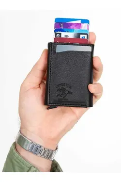 محافظ کیف پول اتوماتیک جا کارتی چرم مشکی برند NEWISH POLO ACCESSORIES کد 1700255309