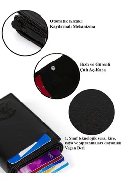 محافظ کیف پول اتوماتیک جا کارتی چرم مشکی برند NEWISH POLO ACCESSORIES کد 1700255309