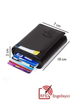 محافظ کیف پول اتوماتیک جا کارتی چرم مشکی برند NEWISH POLO ACCESSORIES کد 1700255309