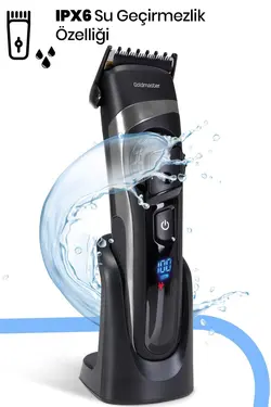 دستگاه ریش led سر/مو قابل تنظیم استند‎دار شارژ اصلاح موتوری دی سی برند GoldMaster کد 1700235787