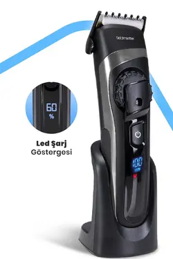 دستگاه ریش led سر/مو قابل تنظیم استند‎دار شارژ اصلاح موتوری دی سی برند GoldMaster کد 1700235787