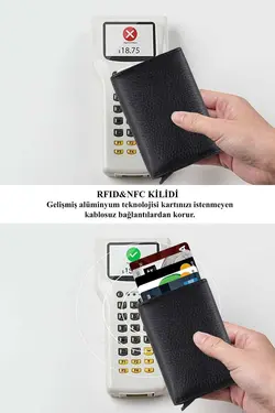 محافظ اتوماتیک جا کارتی مشکی کیف پول. چرم برند Newish کد 1700360843