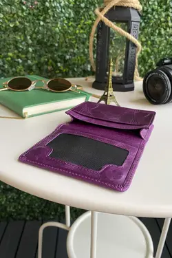 بالا 15عدد بنفش ظرفیت، مرحله دارنده کارت ویزیت، &amp; جا کارتی چرم اصل برند Modica کد 1700349794