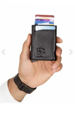 کیف دستی با اتوماتیک جا کارتی چرم مشکی برند Newish Polo کد 1700443927