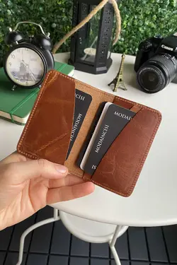 طبیعی فشرده طراحی جا کارتی کیف پول، چرم اصل برند Modica کد 1700443924