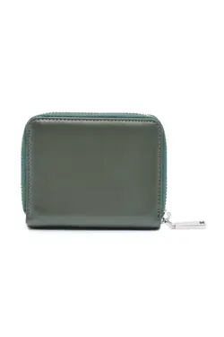 کیف پول ساده سبز تیره جا کارتی زیپدار چرم 100% اصل برند UK Leather Concept کد 1700443567