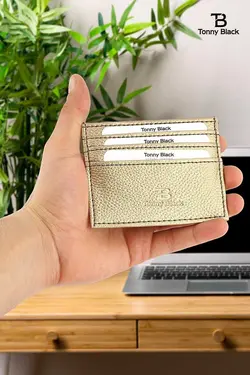 کارت جعبه‎دار چرم مصنوعی مدل طلایی جا کارتی &amp; اصل برند Tonny Black کد 1700529802