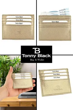 کارت جعبه‎دار چرم مصنوعی مدل طلایی جا کارتی &amp; اصل برند Tonny Black کد 1700529802