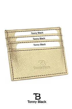 کارت جعبه‎دار چرم مصنوعی مدل طلایی جا کارتی &amp; اصل برند Tonny Black کد 1700529802