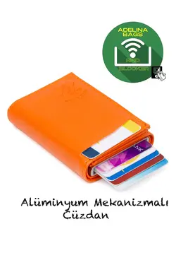 کیف پول اتوماتیک nova نارنجی جا کارتی چرم آدلینا برند Newish کد 1700529787