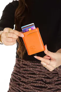 کیف پول اتوماتیک nova نارنجی جا کارتی چرم آدلینا برند Newish کد 1700529787