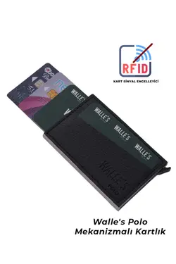 محافظ اتوماتیک جا کارتی مشکی چرم برند Walle's Polo کد 1700524626