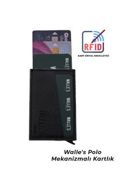 محافظ اتوماتیک جا کارتی مشکی چرم برند Walle's Polo کد 1700524626