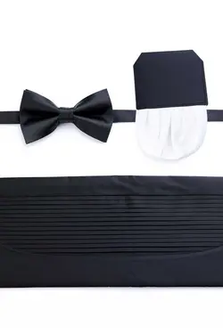 ست پاپیون دستمال ساده پلیسه دار کمربند پارچه ای مشکی برند Hatemoğlu کد 1700507962