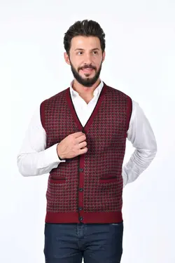 جلیقه پلیور بافتنی زمستانی جیب دار دکمه‎دار فولادی طرح 3رنگارنگ کلاغ غیرقابل بال زدن مردانه برند Kamalı کد 1700502371