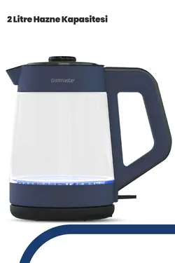 کتری برقی led چای ساز قوری شیشه ای نورانی گشاد شات برند GoldMaster کد 1700487020