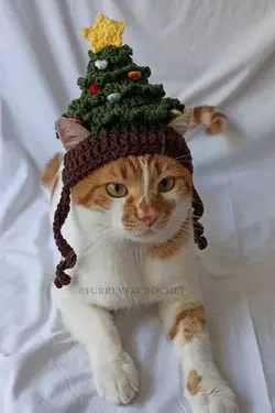 کلاه بافتنی جدید درخت شیشه ای سال سگ گربه برند Furrever Crochet کد 1700483365