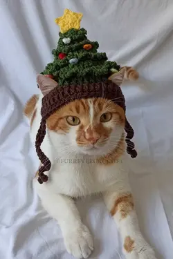 کلاه بافتنی جدید درخت شیشه ای سال سگ گربه برند Furrever Crochet کد 1700483365