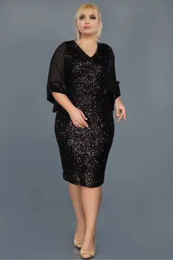 لباس مجلسی شیفون پولک دوز سایز بزرگ برند VOLİNAY TEKSTİL کد 1700611756