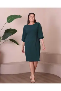 لباس مجلسی مروارید دوزی شده آستین سایز بزرگ سبز زنانه برند Şirin Butik کد 1700610666