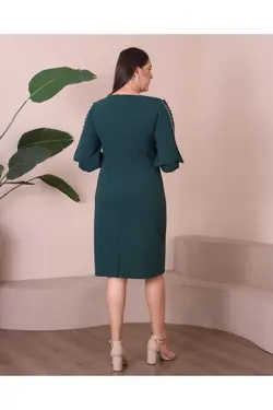 لباس مجلسی مروارید دوزی شده آستین سایز بزرگ سبز زنانه برند Şirin Butik کد 1700610666