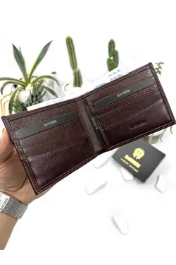 کیف پول جا کارتی اضافی قهوه مردانه چرم اصل چوبه زدن برند bayderi کد 1700562372