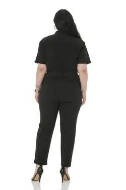 سرهمی جیب دار آستین کشی پشت نیم سایز بزرگ زنانه مشکی کمربند زیپدار برند DISENTIS MODEST کد 1700810539