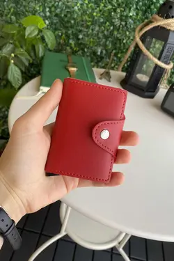 کیف پول محافظ اتوماتیک هوشمند قرمز زنانه جا کارتی چرم وگان برند Modica کد 1700798406