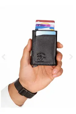 کیف دستی با اتوماتیک جا کارتی چرم مشکی برند Newish Polo کد 1700758994
