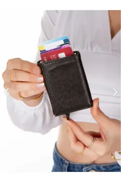 کیف دستی با اتوماتیک جا کارتی چرم مشکی برند Newish Polo کد 1700758994