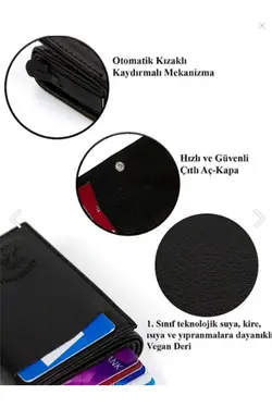کیف دستی با اتوماتیک جا کارتی چرم مشکی برند Newish Polo کد 1700758994