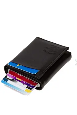 کیف دستی با اتوماتیک جا کارتی چرم مشکی برند Newish Polo کد 1700758994