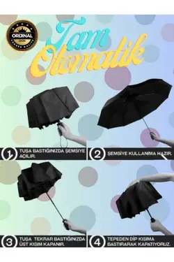 چتر اتوماتیک کامل با کیفیت فشرده مقاوم رنگ مشکی برند mottomia کد 1700738062