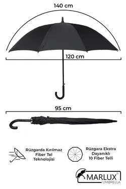 چتر اتوماتیک 10فیبر قطر مشکی 135cm برند Marlux کد 1700737880