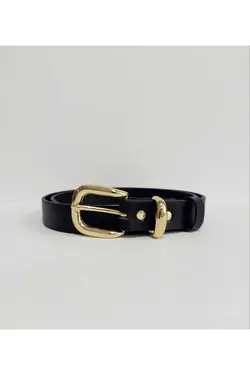 کمربند سیاه سگک دار 100100% اصل طلایی زنانه چرم برند Kemerix کد 1701069486