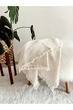 رو تختی پتو بچه گانه کودک ریش‎ریش کرکی muslin 4طبقه دار &amp; 90x120cm برند Cloudy کد 1701064826