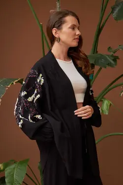 کیمونو گشاد پولک دوز زنانه برند Orfeo Negro کد 1701034514