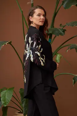 کیمونو گشاد پولک دوز زنانه برند Orfeo Negro کد 1701034514