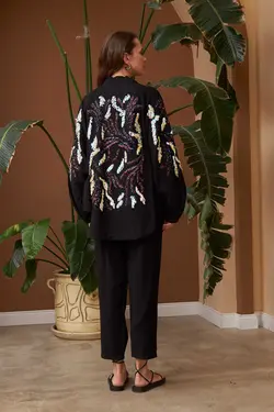 کیمونو گشاد پولک دوز زنانه برند Orfeo Negro کد 1701034514