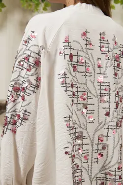 کت کیمونو گشاد پولک دوز آستین برند Orfeo Negro کد 1701034507