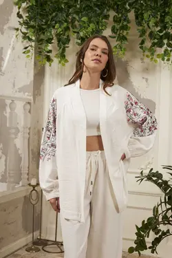 کت کیمونو گشاد پولک دوز آستین برند Orfeo Negro کد 1701034507