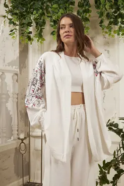 کت کیمونو گشاد پولک دوز آستین برند Orfeo Negro کد 1701034507