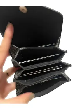 کیف پول چرم مصنوعی کلفت مدل , جا کارتی چندتایی مشکی برند Pinkylola کد 1701265584